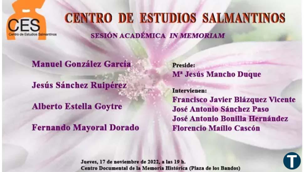 El Centro de Estudios Salmantinos recordará mañana a sus miembros fallecidos en una sesión académica