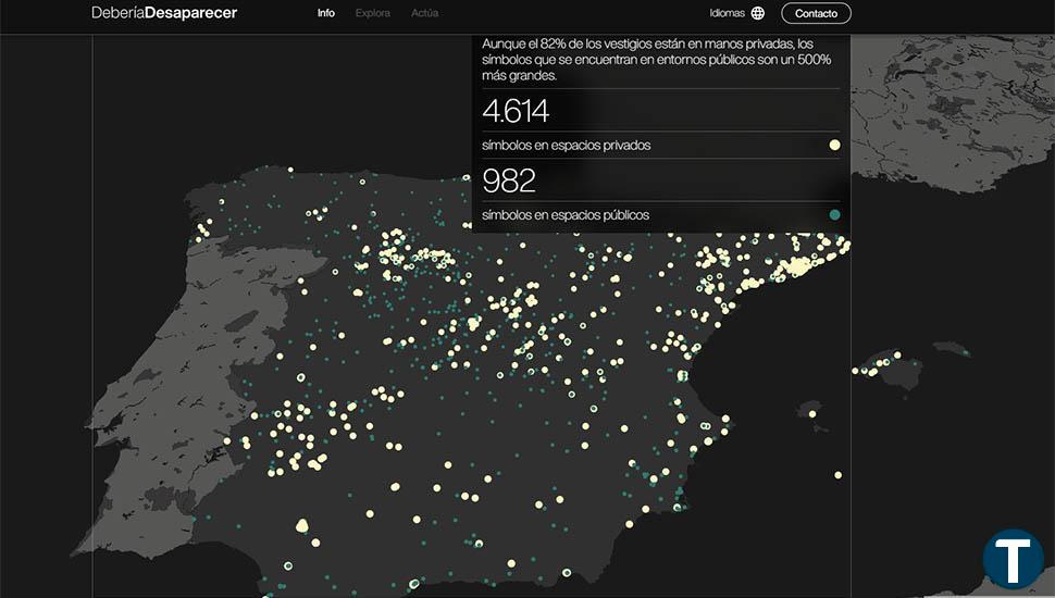 Un mapa localiza 363 símbolos franquistas en Castilla y León: placas de calles, lápidas y escudos que sobreviven