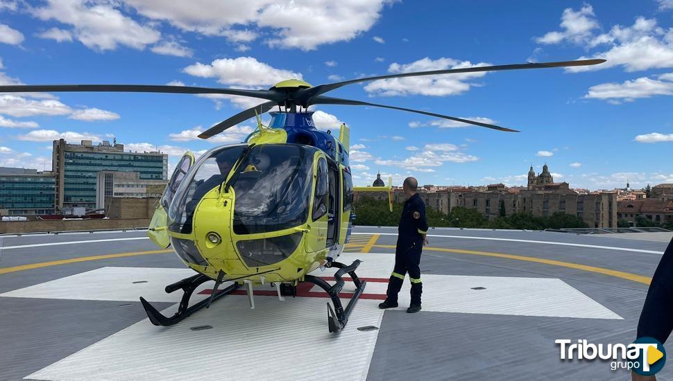 Un motorista accidentado en Ávila, trasladado en helicóptero a Salamanca