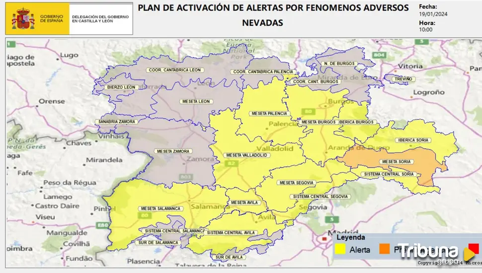 Ampliada a doce zonas de Castilla y León la alerta por fuertes nevadas