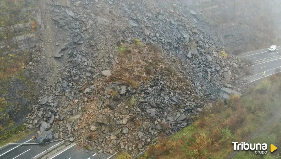 Geólogos evaluarán el estado de la ladera antes de iniciar la retirada del escombro que mantiene cortada la AP66