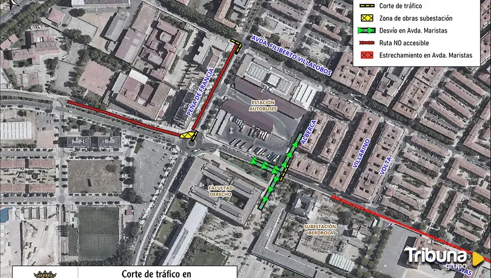 Aviso para los conductores: importantes cortes de tráfico junto a la estación de autobuses de Salamanca