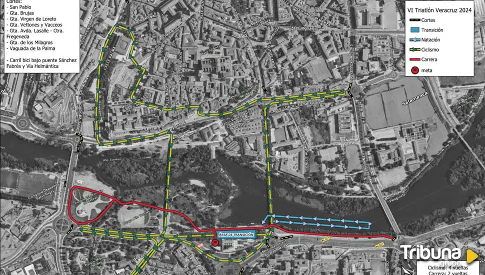 Cortes de tráfico y desvíos en la ribera del río Tormes por el VI Triatlón Veracruz este domingo 