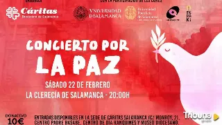 'Concierto por la Paz' de Cáritas de Salamanca el próximo 22 de febrero en La Clerecía