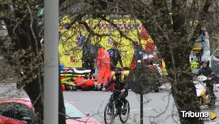 Accidente en Plaza España: una mujer resulta herida al caer de su moto